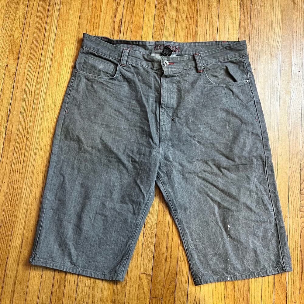 Coogi Shorts Mens 46 Baggy Jean Gray Long Skate Hip Hop Logo *
